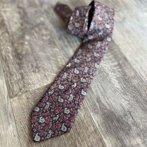 Vintage Christian Dior Paisley Navy and Red Silk Tie